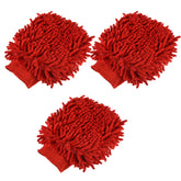 Kuber Industries Gloves | Microfiber Cleaning Gloves | Chenille Mitts for Kitchen | 50 GSM Hand Duster for Kitchen | Hand Gloves for Car | Duster for Glass | Pack of 3 | Red